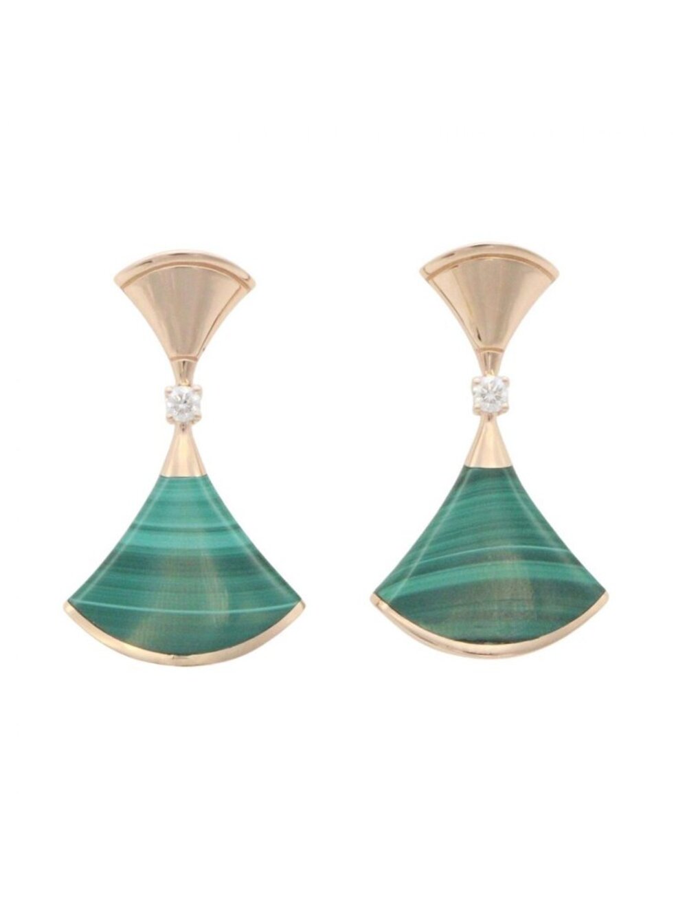 Bvlgari Earrings Diva's Dream Malachite Diamond 18k Pink Gold